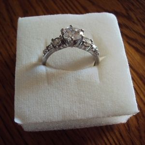 Vintage Sterling CZ *SIX* Prong Setting Ring Sz 9